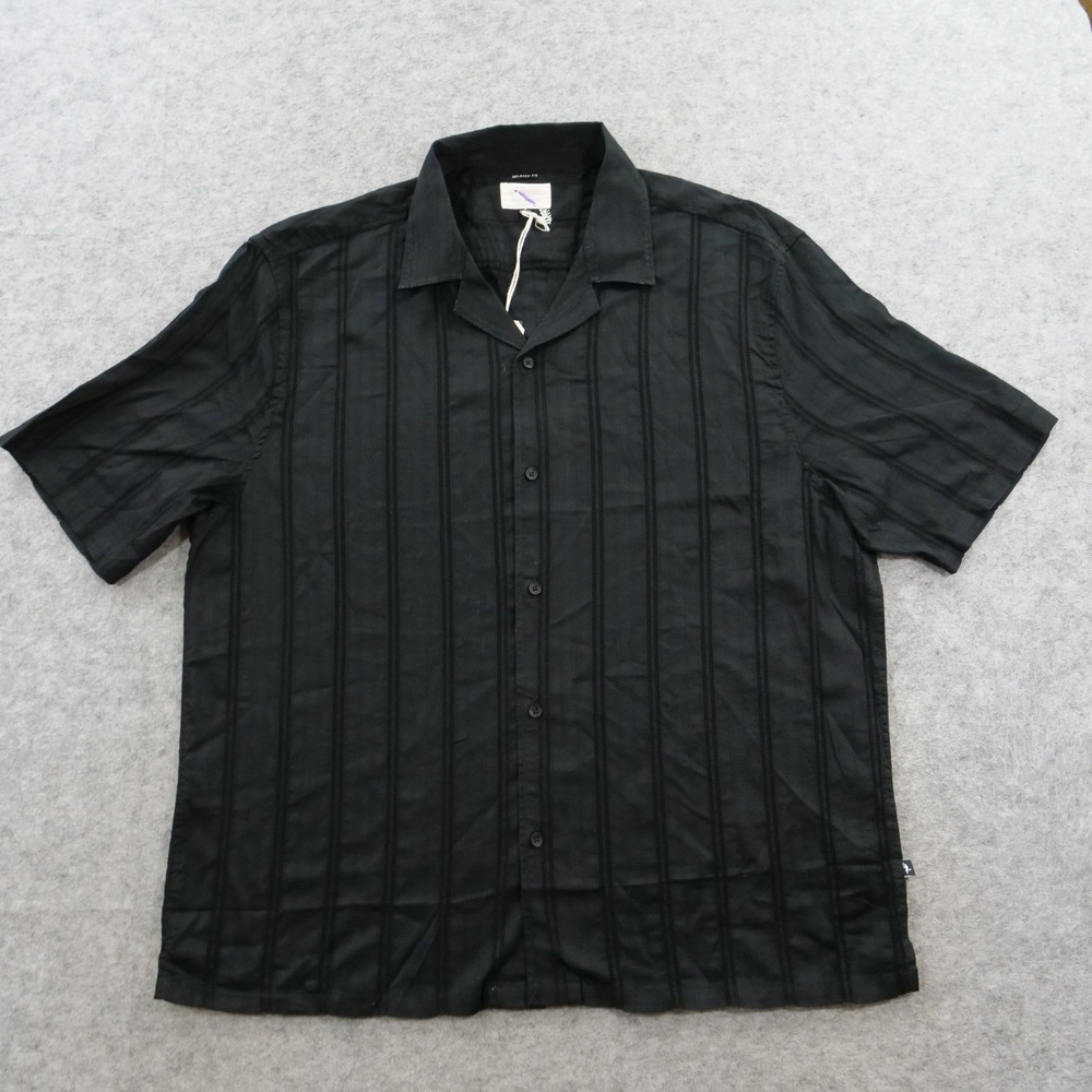 Civil Society Shirt Mens 2XL XXL Black Button Open Knit Resort Pocket Camp New